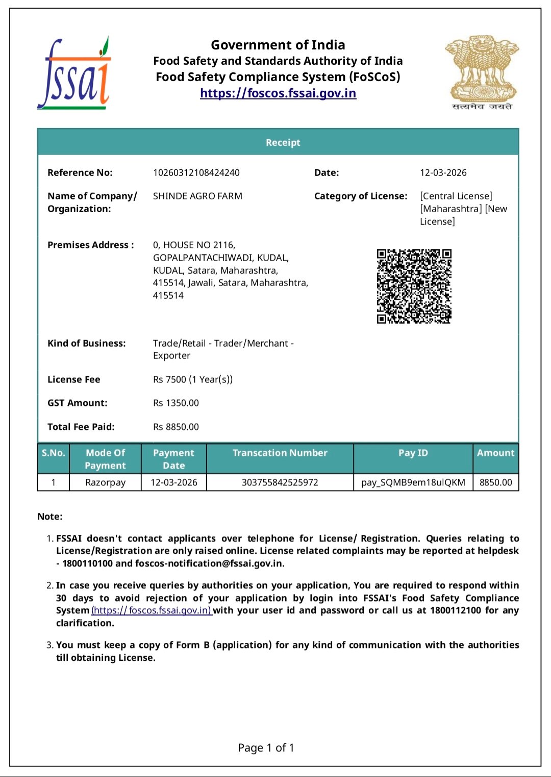 FSSAI License